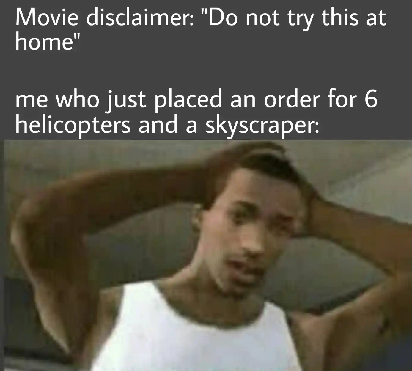 Movie disclaimer meme shocked post order