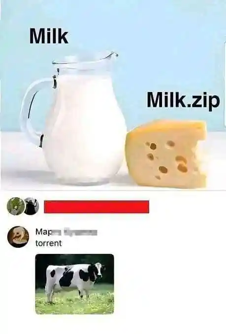 Milk zip torrent meme compression pun