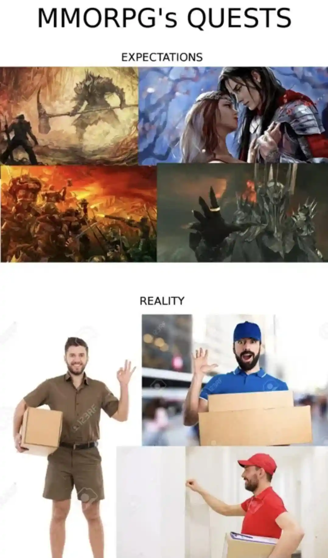 Mmorpg quests meme fantasy vs real life