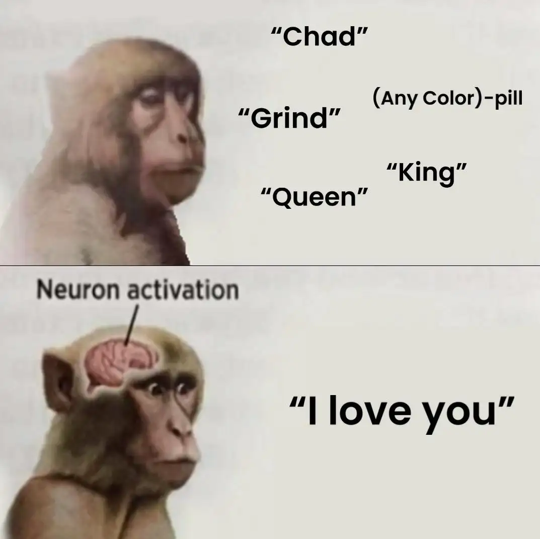 Neuron activation meme saying i love you
