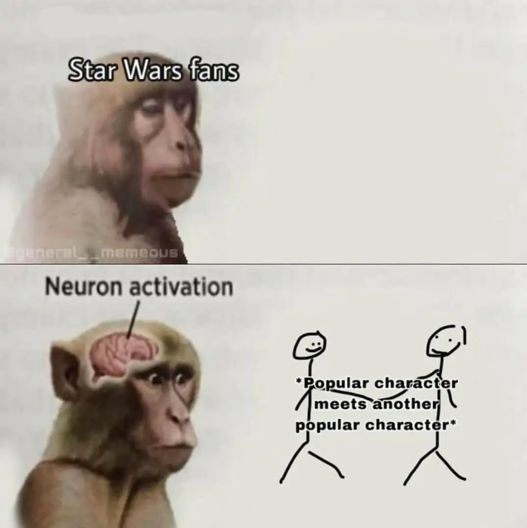 Neuron activation meme star wars fans see characters meet