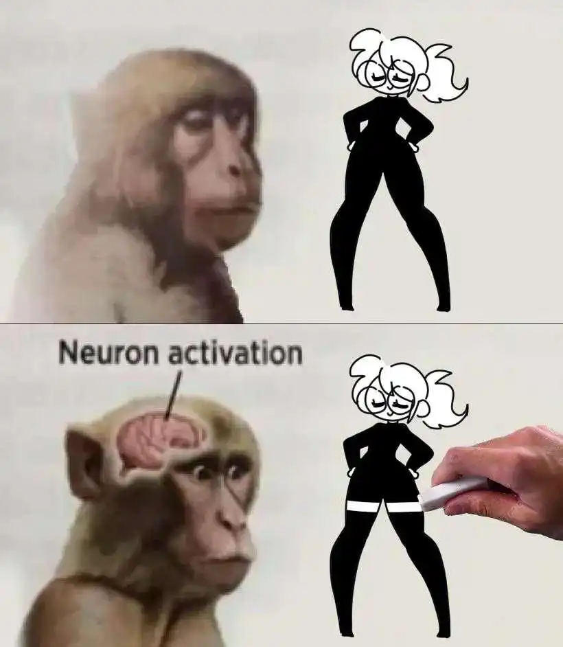 Neuron activation meme adds pants to gal