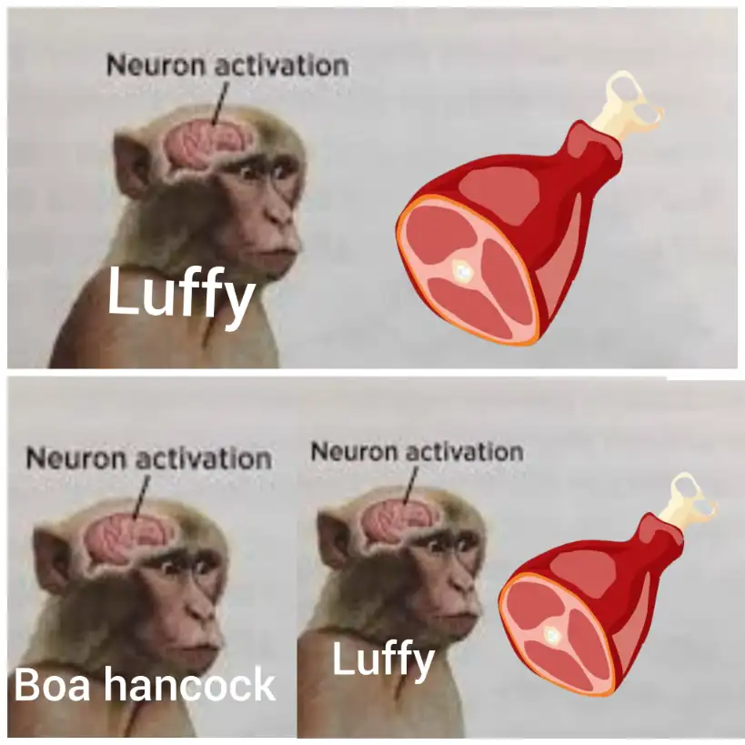 Neuron activation meme luffy loves meat