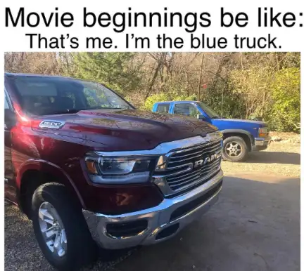 Blue truck meme is background extra