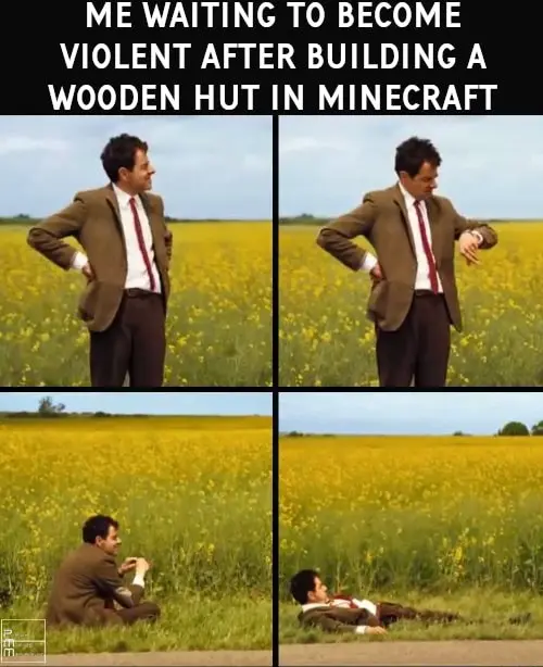 Mr bean waiting meme for minecraft mobs