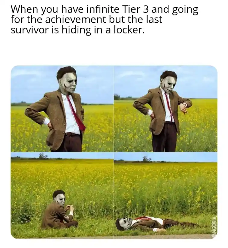Mr bean waiting meme tired waiting for survivor in locker