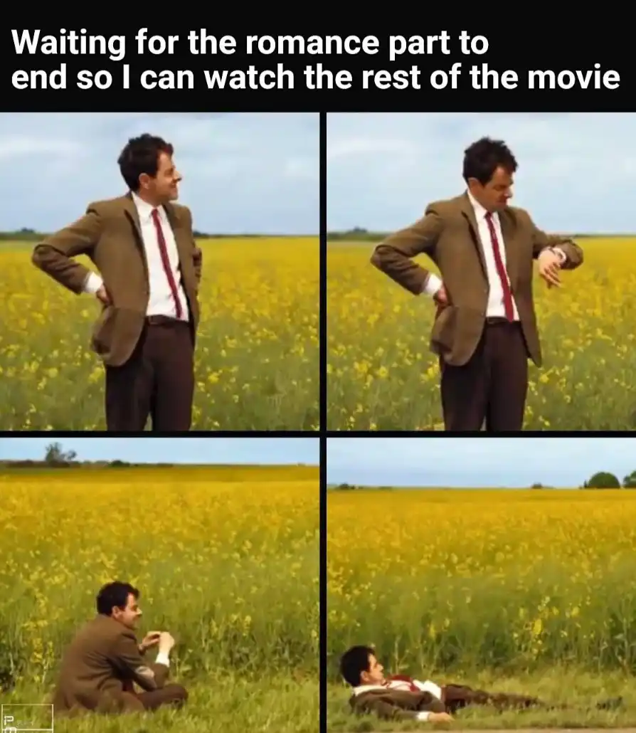 Mr bean waiting meme waiting for movie romance to end