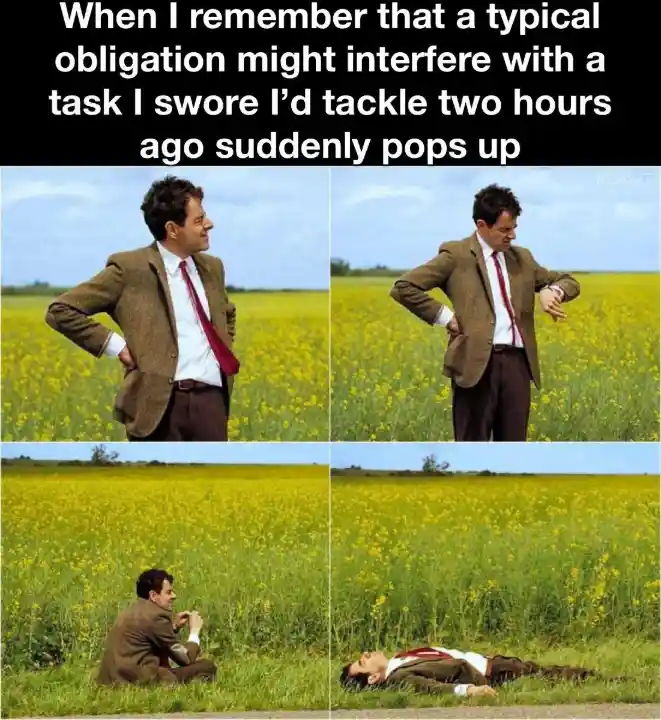 Mr bean waiting meme dodging task lazily