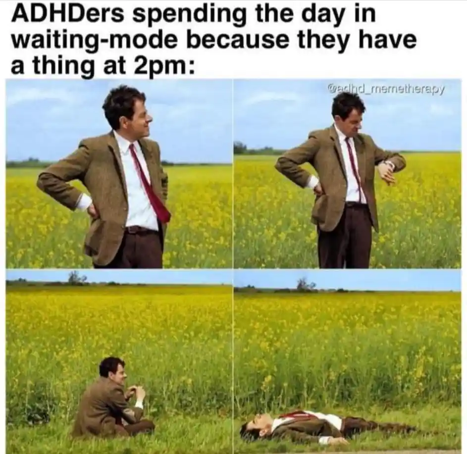 Mr bean waiting meme wait for 2pm tired