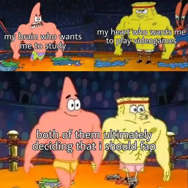 Brain vs heart meme choosing to fap