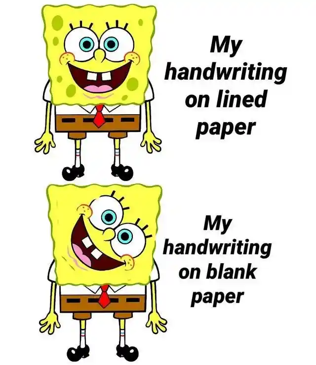 Spongebob writing meme lined and blank
