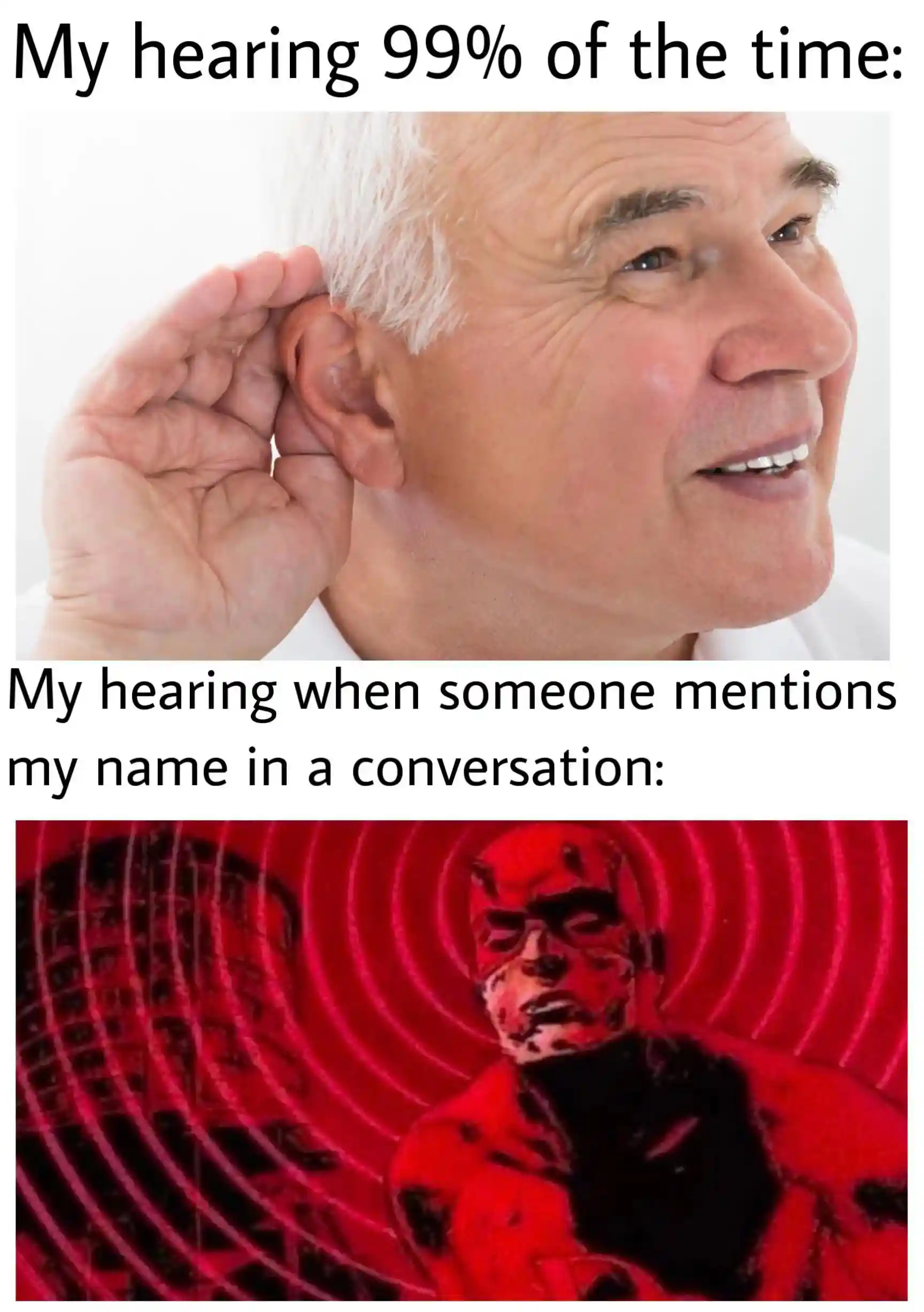 Hearing meme hears own name in chat fast