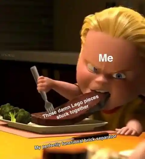 Stuck lego meme eating no separator