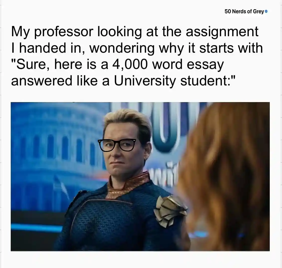 Professor grading essay meme looks confused