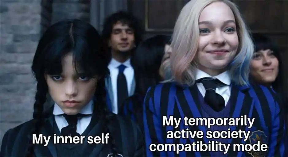 Wednesday meme inner self social mode