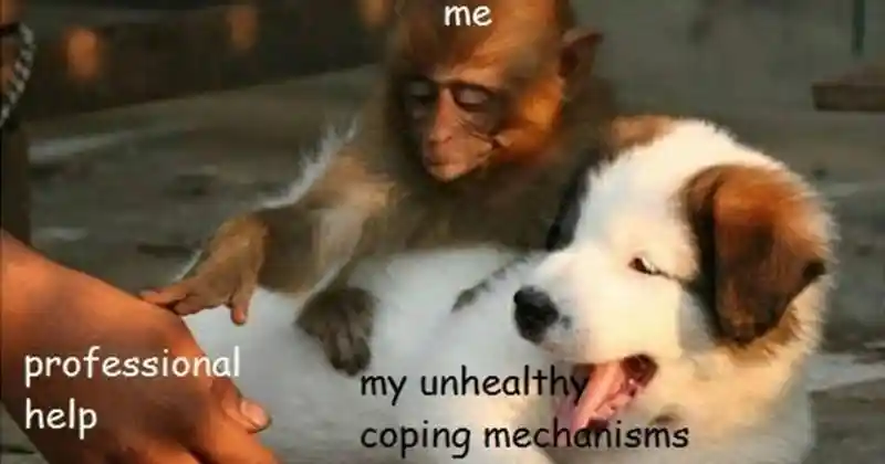 Unhealthy coping mechanisms meme refusing help