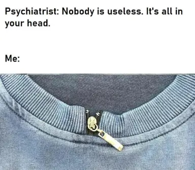 Useless zipper meme jabs at psychiatrist