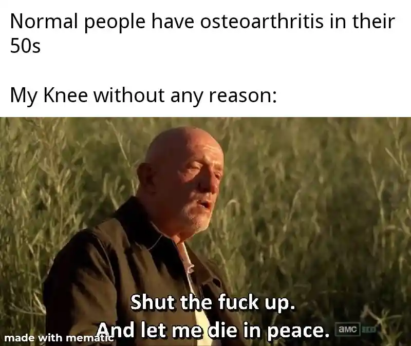 Early knee arthritis meme wanting peace