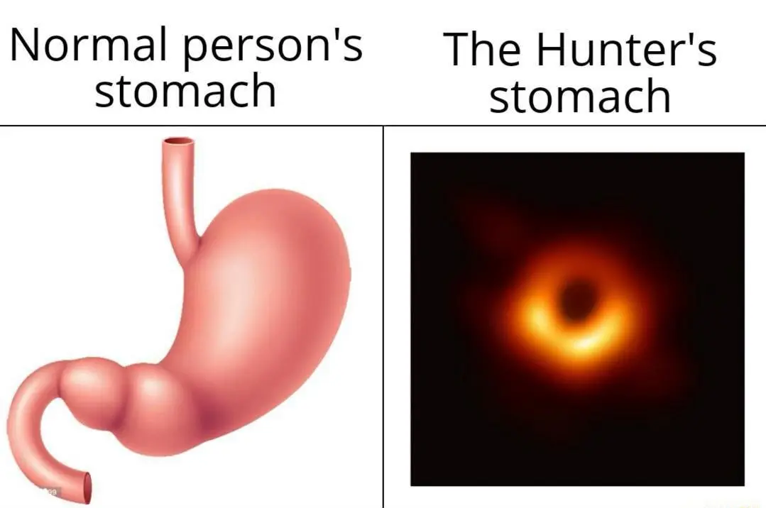 Hunter stomach meme compares to black hole