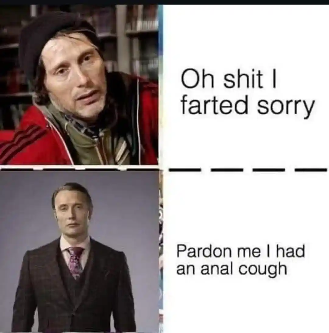 Anal cough meme funny polite fart excuse
