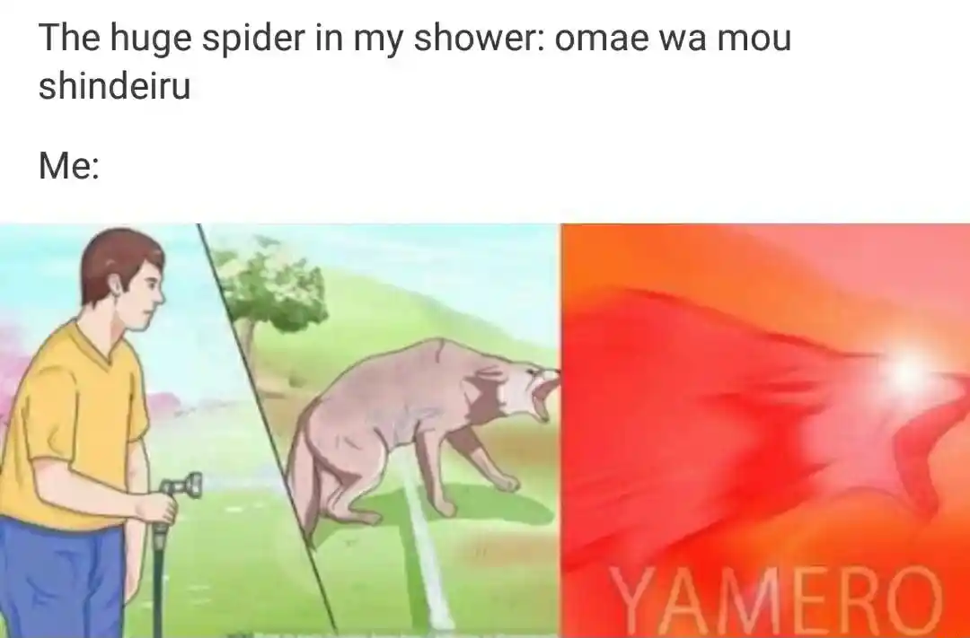 Huge shower spider meme screaming yamero