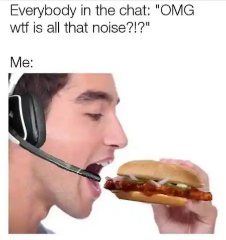 Gamer eating burger meme annoying game chat