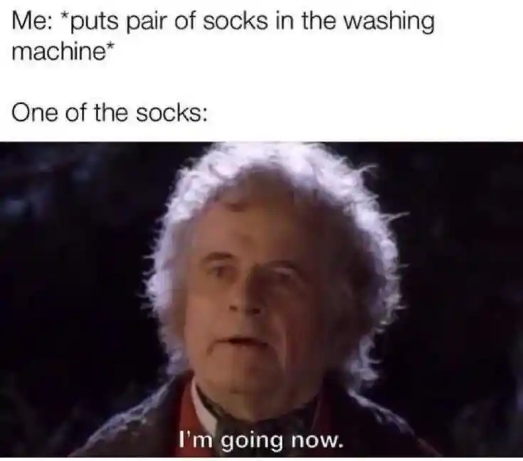 Missing sock meme disappears in laundry