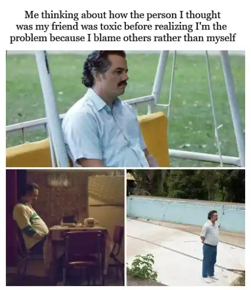 Pablo escobar waiting meme self blame