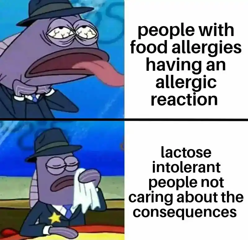 Food allergy meme ignoring lactose risks