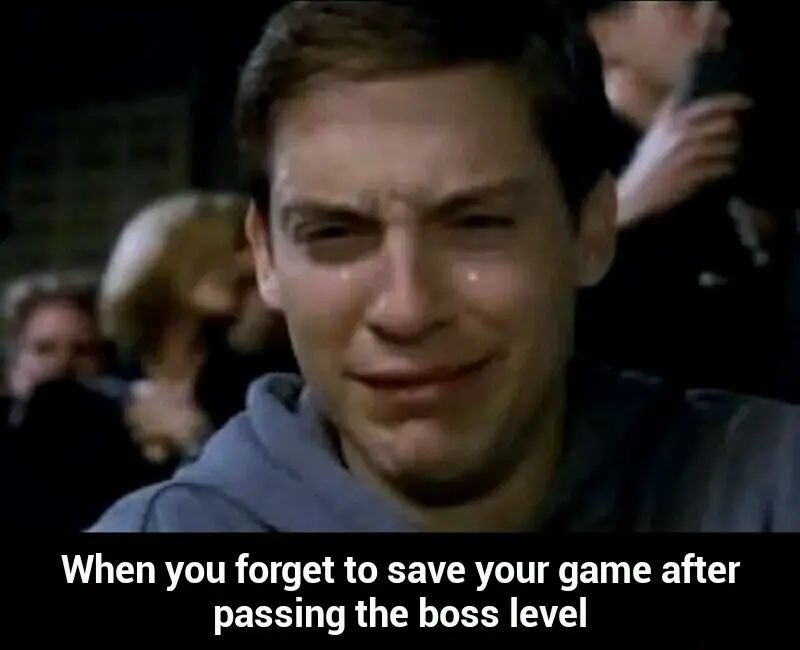 Crying Peter Parker meme upset over unsaved game