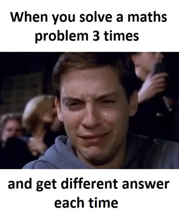 Crying Peter Parker meme sad over varying math answers