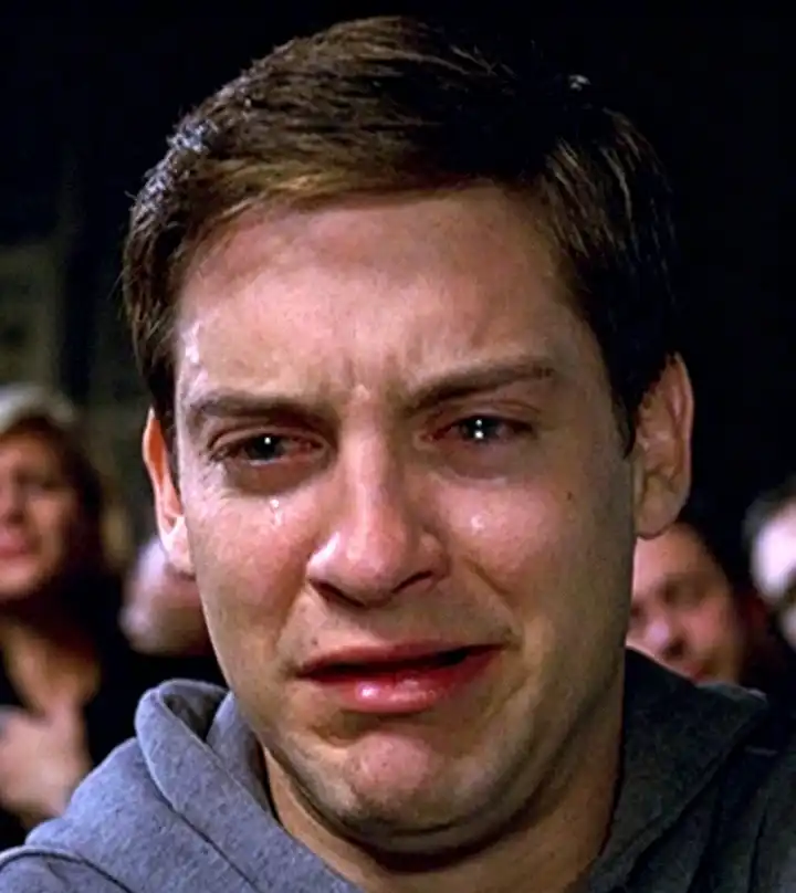 Peter parker crying meme template