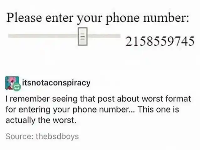 Phone number slider meme is so annoying