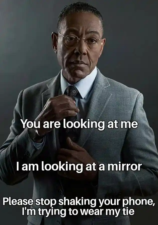 Gus fring meme asks to stop shaking phone