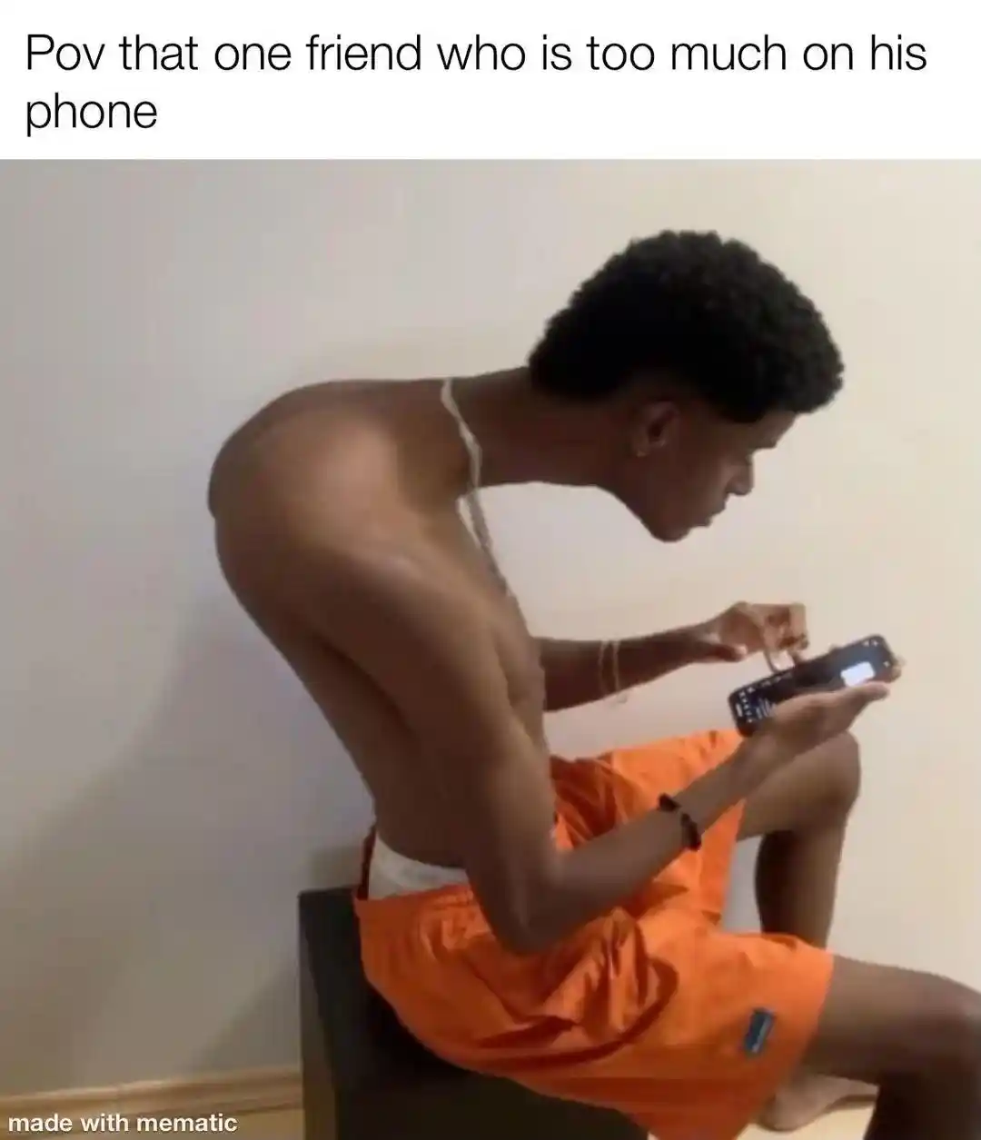 Phone addict friend meme scrolling phone