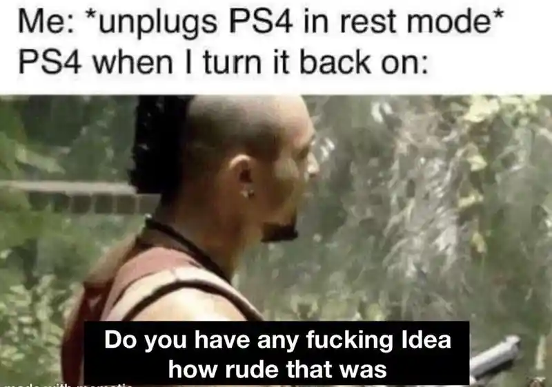 Ps4 rest mode unplug meme mad reaction