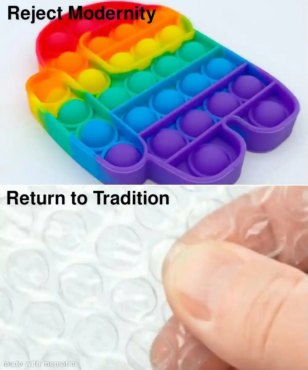 Pop it meme prefer classic bubble wrap