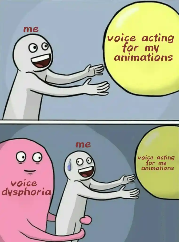 Running away balloon meme held back from voice acting