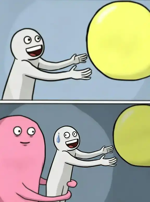 Running away balloon meme