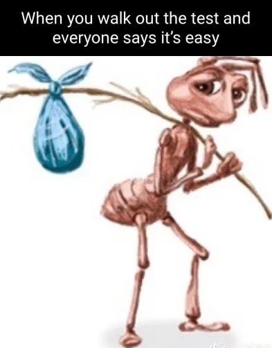 Sad ant meme leave test as others say exam is easy