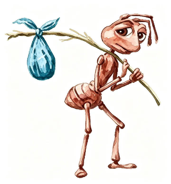 sad ant with bag meme template