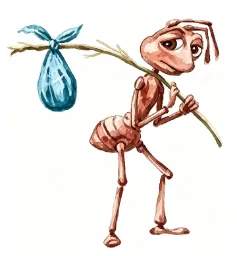 Sad ant with bindle meme