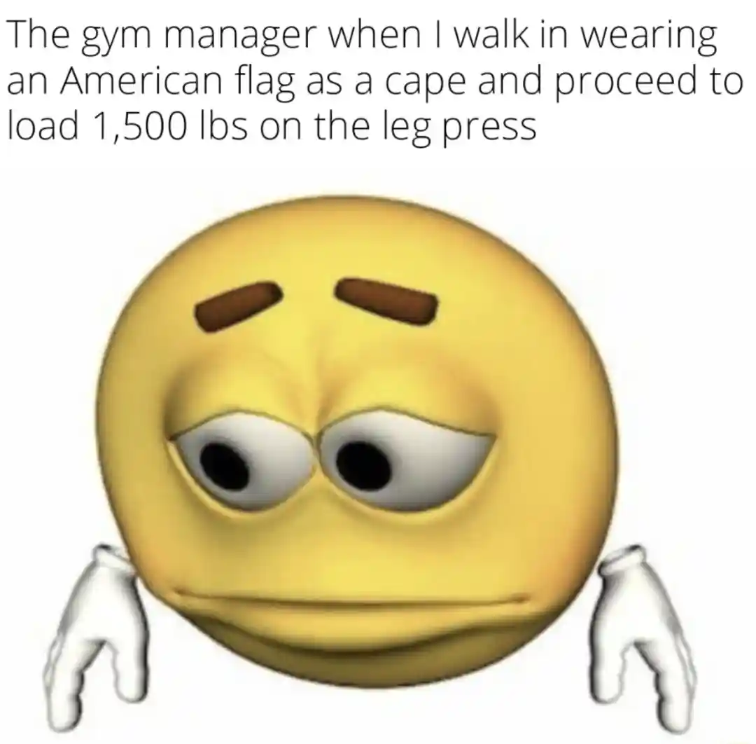 Sad emoji meme gym manager sees 1500lb leg press