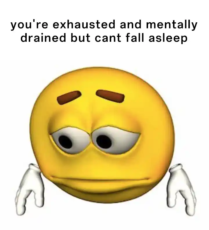 Sad Meme exhausted but cant fall asleep