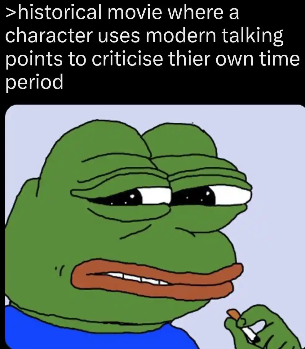 Sad frog meme smoking mad at bad historical plots