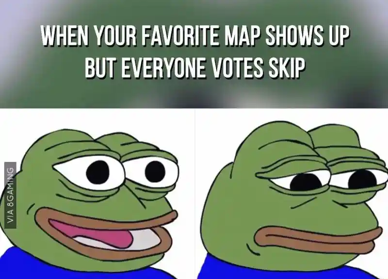 Sad frog meme upset when favorite map gets voted skip