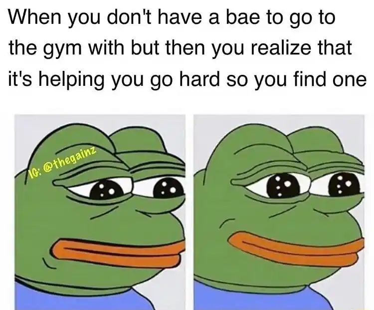 Sad frog meme no gym bae work harder to find a date