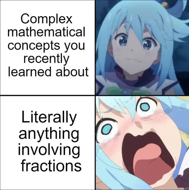 Screaming aqua meme fears fraction math