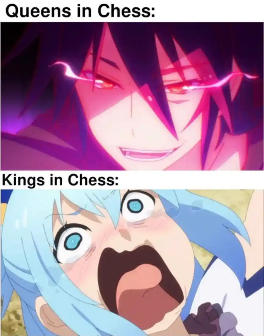 Screaming aqua meme chess queens kings