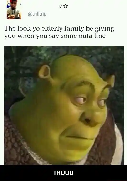 Shrek meme face judging you for out of line
